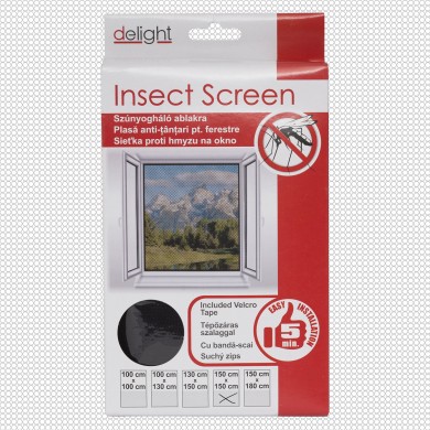 Plasă anti-ţânţari pt. ferestre, negru, 150x150 cm