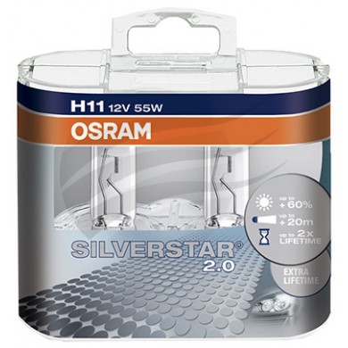 Set  2 Becuri Auto OSRAM - H11 12V 55W PGJ19-2 SILVERSTAR