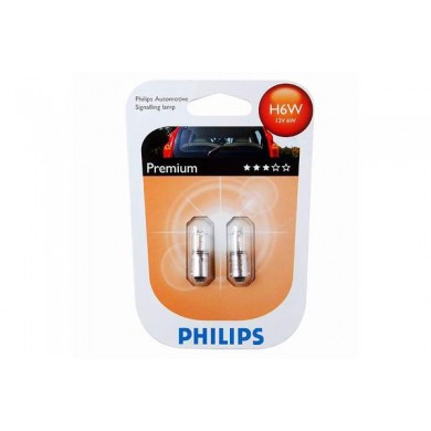 Set 2 Becuri Auto - PHILIPS - H6W 12V 6W BAX9s (BLISTER)