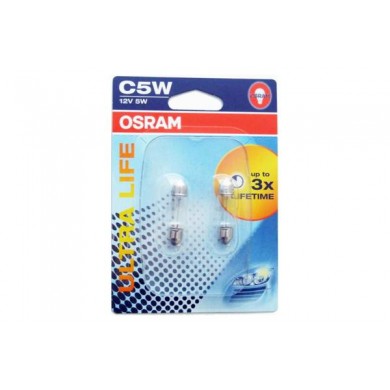 Set 2 Becuri Auto OSRAM - SV8,5 12V 5W 11/35mm C5W  ULTRA LIFE (BLISTER)