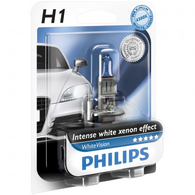 Bec Auto PHILIPS H1 12V 55W P14,5s WHITE VISION (BLISTER)