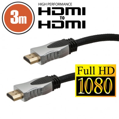 Cablu HDMI • 3 m Profesional cu conectoare placate cu aur şi carcase metalice