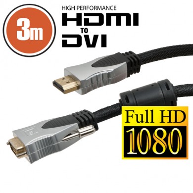 Cablu DVI-D / HDMI • 3 m Profesionalcu conectoare placate cu aur
