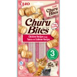 Recompense pentru pisici INABA Ciao, Churu Bites, bucati de Pui umplute cu crema de Ton si Somon, 3x10g