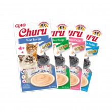 Recompense cremoase pentru pisici Inaba Ciao - Churu Piure - 4 Retete cu Ton