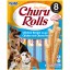 Recompense pentru caini INABA Ciao, Churu Rolls, rulouri de Pui umplute cu crema de Pui si Branza, 12g x 8 plicuri